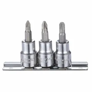 WESTWARD 54TN89 Socket Bit Set, 3/8 Inch Drive Size, 12 Pieces, #1 To #3 Tip Sizes | CJ3LUN