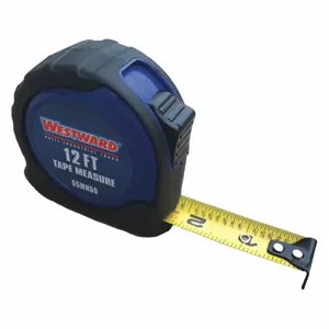 WESTWARD 55MN50 Tape Measure, 12 Feet SAE, Steel, Black/Blue | CE9DWY