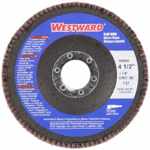 WESTWARD 66261180307 Flap Disc, Type 27, 4 1/2 Inch x 7/8 Inch, Aluminum Oxide, 80 Grit | CU9XNA 49Z808