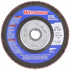 WESTWARD 66261180318 Flap Disc, Type 29, 4 1/2 Inch x 5/8 11, Aluminum Oxide, 60 Grit | CU9XNM 49Z819