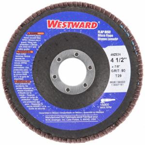 WESTWARD 66261180323 Flap Disc, Type 29, 4 1/2 Inch x 7/8 Inch, Aluminum Oxide, 80 Grit | CU9XNU 49Z824