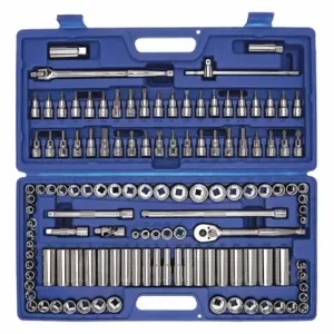 WESTWARD 6XZ82 Socket Wrench Set, 3/8 Inch Drive Size, 125 Pieces, 12-Point/ 6-Point/ 8-Point | CU9WKA