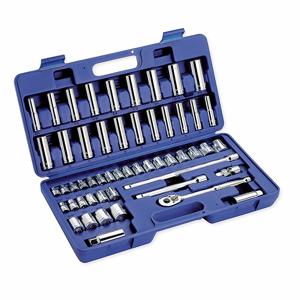 WESTWARD 6XZ83 Socket Wrench Set, 3/8 Inch Drive Size, 53 Pieces, 12-Point, 12-Point | CJ3LYA