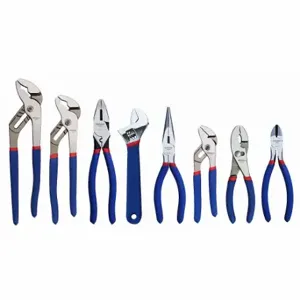 WESTWARD 793LA6 Plier and Wrench Set, 8 Pliers, Std Cushion Grip, Manual, Pouch, 6 - 9 Pliers Range | CU9XAV