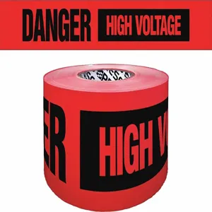 WESTWARD B354R1819-200 Danger High Voltage Barricade Tape, Red, 3 Inch Wide, 500 Feet Length | CH6TBJ 9KYY1