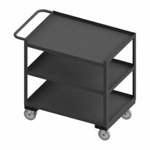 WESTWARD RSC-2436-3-1TLD-95W Utility Cart With Lipped And Single-Side Flush Metal Shelves, 1200 Lb Load Capacity | CU9XRG 52CL52