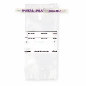 WHIRL PAK B01040 Sampling Bag, 3.38 Oz Capacity, 7.3 Inch Length, 3 Inch Width, 0.057 mm Thick, 100 PK | CV2AZC 407L75