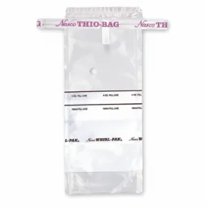 WHIRL PAK B01402 Sampling Bag, 4 Oz Capacity, 7.3 Inch Length, 3 Inch Width, 0.064 mm Thick, 100 PK | CV2AZX 407L77