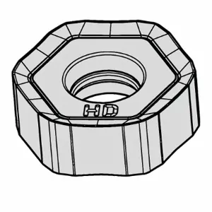 WIDIA HNPJ0704ANSNHD Hexagon Milling Insert, 1/2 Inch Inscribed Circle, 3/64 Inch Corner Radius | CV2PVY 274LC1