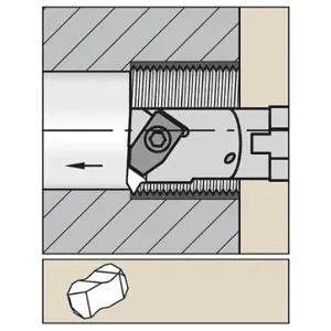 WIDIA A16NEL3 Indexable Thread Turning Tool Holder, Left Hand, 1 Inch Shank Dia, Top Notch | CV3NBR 287DK7