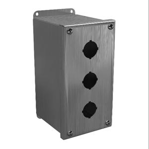 WIEGMANN PBXD3SS Pushbutton Enclosure, 3 Holes, 30mm, 8 x 4 x 5 Inch Size, Wall Mount, 304 Stainless Steel | CV6QBR