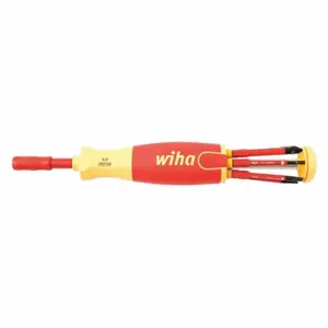 WIHA TOOLS 28393 Multi-Bit Screwdriver, #1/1/4 In/1/8 In/#2/5/32 In/7/32 Inch Tip Size, 7 Tips, Locking | CT7HJC 53KF16