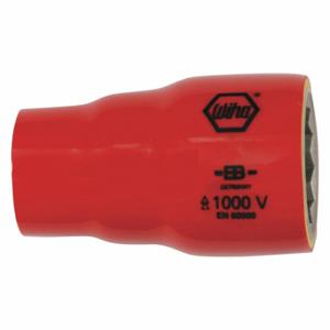 WIHA TOOLS 31722 Insulated Socket, 1/2 Inch Drive Size, 1 1/4 Inch Socket Size, 12-Point, Std, Chrome | CV3PXW 53KG25
