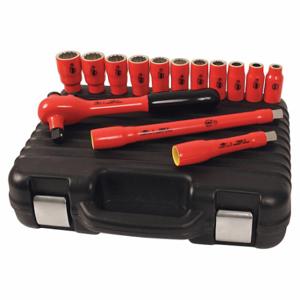 WIHA TOOLS 31792 Socket Wrench Set, 1/2 Inch Drive Size, 14 Pieces, 3/8 Inch To 1 Inch Socket Size Range | CV4QPN 450G69