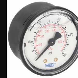 WIKA 113.13.20.100.B Commercial Pressure Gauge, Liquid-Filled, 0 To 100 PSI, 2 Inch Dial, Center Back | CV3QDV 442Y59