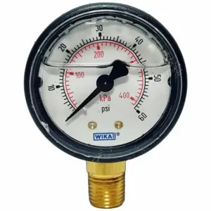 WIKA 113.13.20.60.L Commercial Pressure Gauge, Liquid-Filled, 0 To 60 PSI, 2 Inch Dial, Bottom | CV3QGZ 442Y65