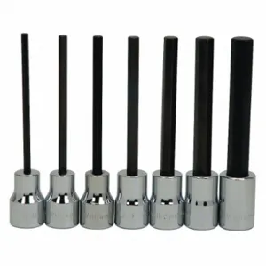 WILLIAMS INDUSTRIAL TOOLS 31951 Long Hex Bit Socket Set, 3/8 Inch D, 7Pcs | CV3QZE 58TR27