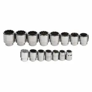 WILLIAMS INDUSTRIAL TOOLS JHWMSH-15RC 3/4 Drive 12Pt Metric Socket Set | CV3QYA 38N218