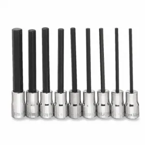 WILLIAMS INDUSTRIAL TOOLS WSMS-9LRC Long Hex Bit Socket Set, 1/4 Inch D, 9Pcs | CV3QZD 58TD67