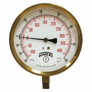 WINTERS INSTRUMENTS P1S413 Compound Gauge, -30 To 60 Psi Pressure Range, 1/4 MNPT | CH6QUL 491C54