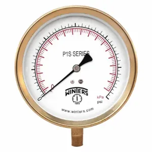 WINTERS INSTRUMENTS P1S561 Panel-Mount Pressure Gauge, 0 to 15 psi, 3 1/2 Inch Dial, 1/4 Inch Size NPT Male | CR4BTN 491F92