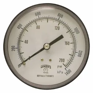 WINTERS INSTRUMENTS P1S566 Panel-Mount Pressure Gauge, 0 to 200 psi, 3 1/2 Inch Dial, 1/4 Inch Size NPT Male | CR4BTQ 491G21