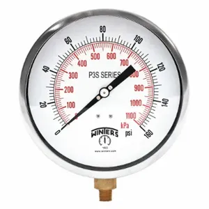 WINTERS INSTRUMENTS P3S6087 Industrial Pressure Gauge, 0 to 160 psi, 6 Inch Size Dial, 1/4 Inch Size NPT Male, Bottom | CR3YTM 491C04