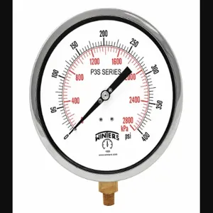 WINTERS INSTRUMENTS P3S6090 Industrial Pressure Gauge, 0 to 400 psi, 6 Inch Size Dial, 1/4 Inch Size NPT Male, Bottom | CR3YWK 491C07