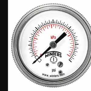 WINTERS INSTRUMENTS P9S901464 Process Pressure Gauge, 0 To 15 Psi, 3 1/2 Inch Dial, 1/4 Inch Npt Male, Steel | CV3TBK 491F26