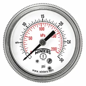 WINTERS INSTRUMENTS P9U901403UC Panel-Mount Pressure Gauge, U-Clamp, 0 To 30 Psi, 2 Inch Dial, Dry Case Vibration-Dampened | CV3TAA 491D50