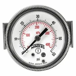 WINTERS INSTRUMENTS P9U901405UC Panel-Mount Pressure Gauge, U-Clamp, 0 To 60 Psi, 2 Inch Dial, Dry Case Vibration-Dampened | CV3TAN 491D51