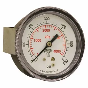 WINTERS INSTRUMENTS P9U901454UC Panel-Mount Pressure Gauge, U-Clamp, 0 To 600 PSI, 2 1/2 Inch Dial, 1/4 Inch Npt Male | CV3TAP 491D64