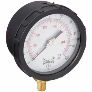 WINTERS INSTRUMENTS PCC604C Industrial Pressure Gauge, Black, 0 To 100 PSI, 4 Inch Dial, 1/4 Inch Npt Male, Plastic | CV3RXE 491D94