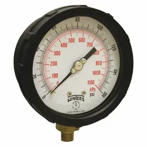 WINTERS INSTRUMENTS PCC605C-2Y Industrial Pressure Gauge, Yellow, 0 To 160 PSI, 4 Inch Dial, 1/4 Inch Npt Male, Plastic | CV3RZB 491F15