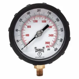 WINTERS INSTRUMENTS PCC610C-1Y Industrial Pressure Gauge, Red, 0 To 400 PSI, 4 Inch Dial, 1/4 Inch Npt Male, Plastic | CV3RYX 491F11