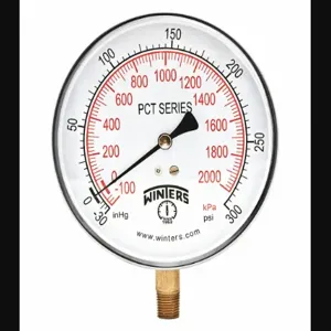 WINTERS INSTRUMENTS PCT334 Industrial Compound Gauge, 30 to 0 to 300 Inch Size Hg/psi, 4 1/2 Inch Size Dial | CR4BRX 491C47