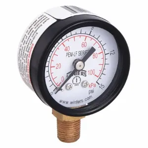 WINTERS INSTRUMENTS PEM1299LF Gauge Pressure 1-1/2 Inch 0 to 15 psi | AH7HFM 36TV51