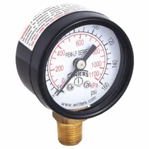 WINTERS INSTRUMENTS PEM1321LF Gauge Pressure 1-1/2 Inch 0 to 160 psi | AH7HFR 36TV55