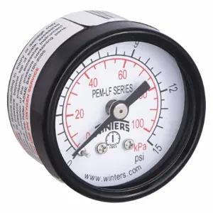 WINTERS INSTRUMENTS PEM1399LF Gauge Pressure 1-1/2 Inch 0 to 15 psi | AH7HFY 36TV61