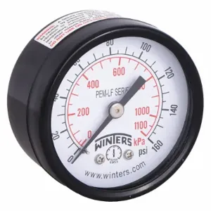 WINTERS INSTRUMENTS PEM1409LF Gauge Pressure 2 Inch 0 to 160 psi | AH7HGJ 36TV71