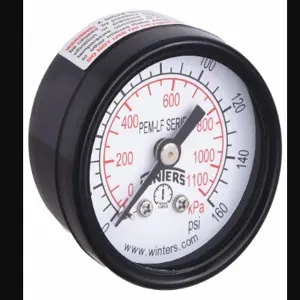 WINTERS INSTRUMENTS PEM1421LF Gauge Pressure 1-1/2 Inch 0 to 160 psi | AH7HGN 36TV75