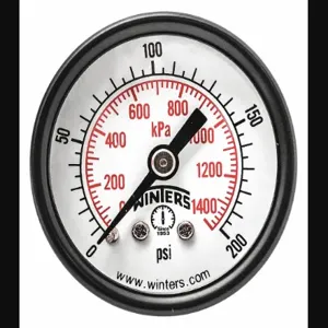 WINTERS INSTRUMENTS PEM1422 Pressure Gauge, 0 To 200 Psi Range, 1/8 MNPT, +/-3-2-3% Gauge Accuracy | CH6RCW 491C97