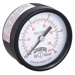 WINTERS INSTRUMENTS PEM1429LF Gauge Pressure 2 Inch 0 to 15 psi | AH7HGX 36TV83