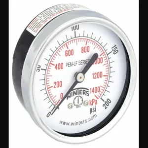 WINTERS INSTRUMENTS PEM1441LF Gauge Pressure 2-1/2 Inch 0 to 200 psi | AH7HHE 36TV90