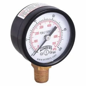 WINTERS INSTRUMENTS PEM202LF Gauge Pressure 0 to 100 psi 2 inch | AG9HGF 20JN22