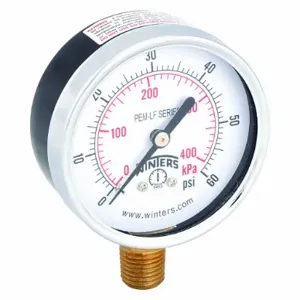 WINTERS INSTRUMENTS PEM213LF Gauge Pressure 0 to 60 psi 2-1/2 Inch | AG9HGM 20JN28