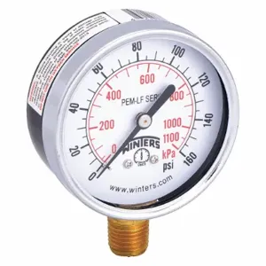 WINTERS INSTRUMENTS PEM215LF Gauge Pressure 0 to 160 psi 2-1/2 Inch | AG9HGP 20JN30