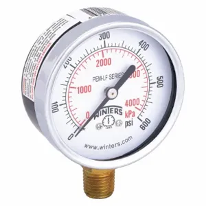 WINTERS INSTRUMENTS PEM218LF Gauge Pressure 2-1/2 Inch 0 to 600 psi | AH7HHT 36TW03