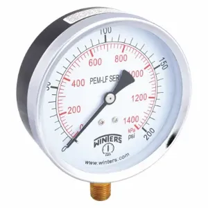 WINTERS INSTRUMENTS PEM225LF Gauge Pressure 0 to 200 psi 4 inch | AG9HGY 20JN38