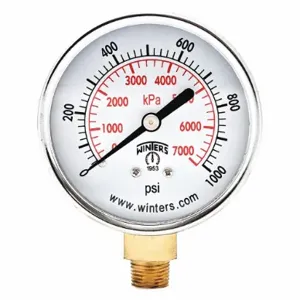 WINTERS INSTRUMENTS PEM290 Pressure Gauge, 0 To 1000 Psi Range, 1/4 Inch MNPT, +/-3-2-3% Gauge Accuracy | CH6RCX 491F18